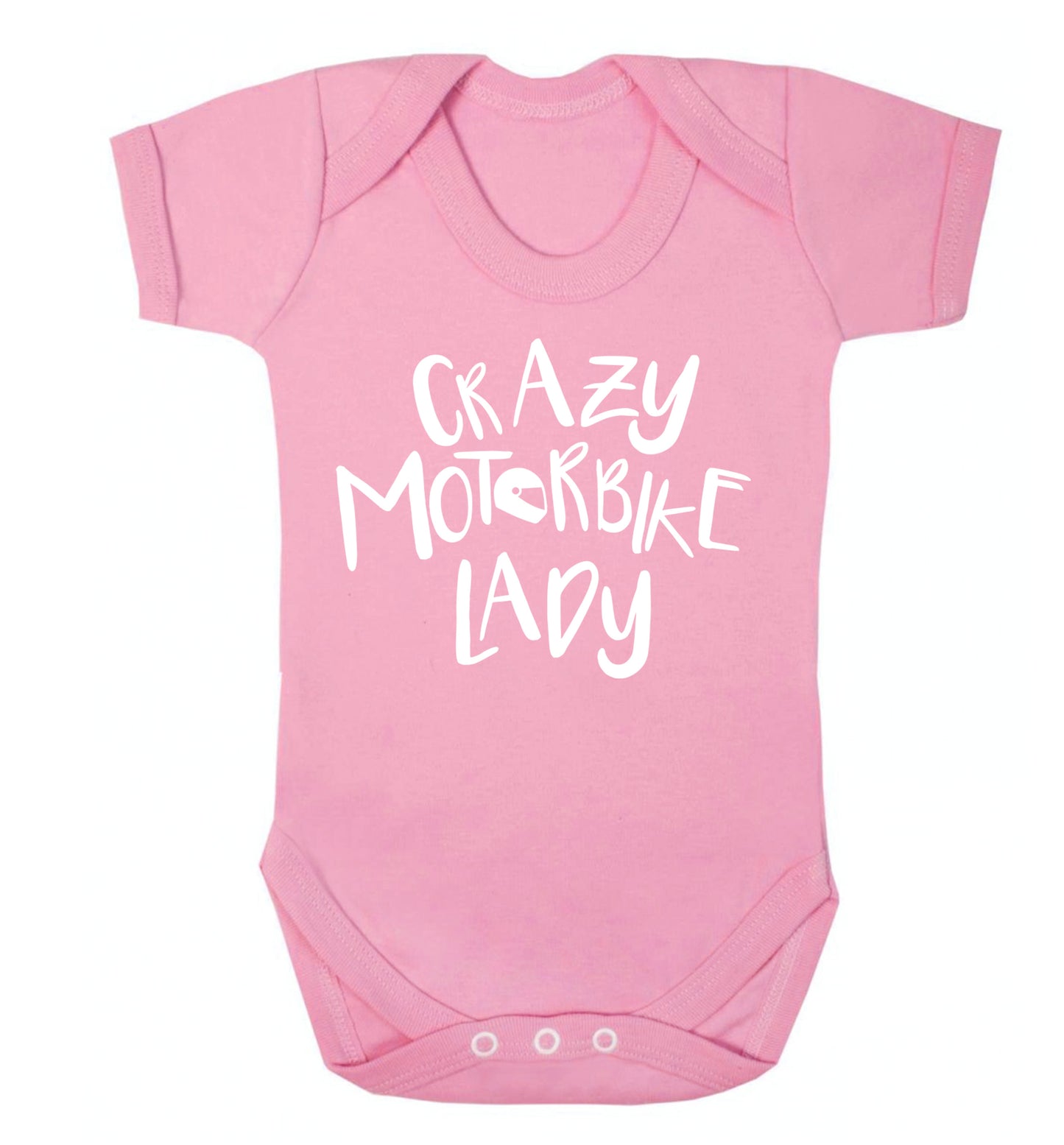 Crazy motorbike lady Baby Vest pale pink 18-24 months