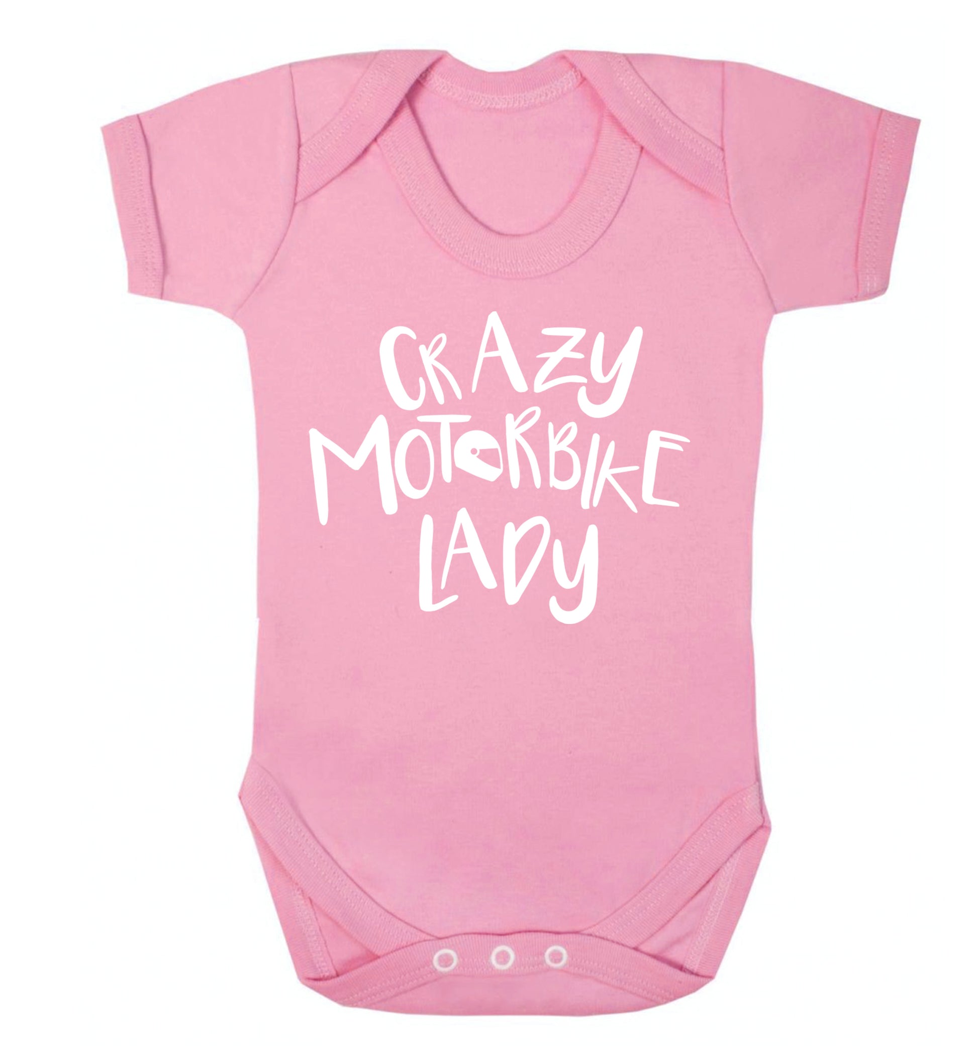 Crazy motorbike lady Baby Vest pale pink 18-24 months