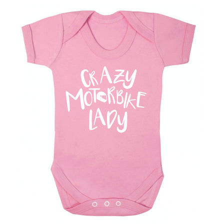 Crazy motorbike lady Baby Vest pale pink 18-24 months