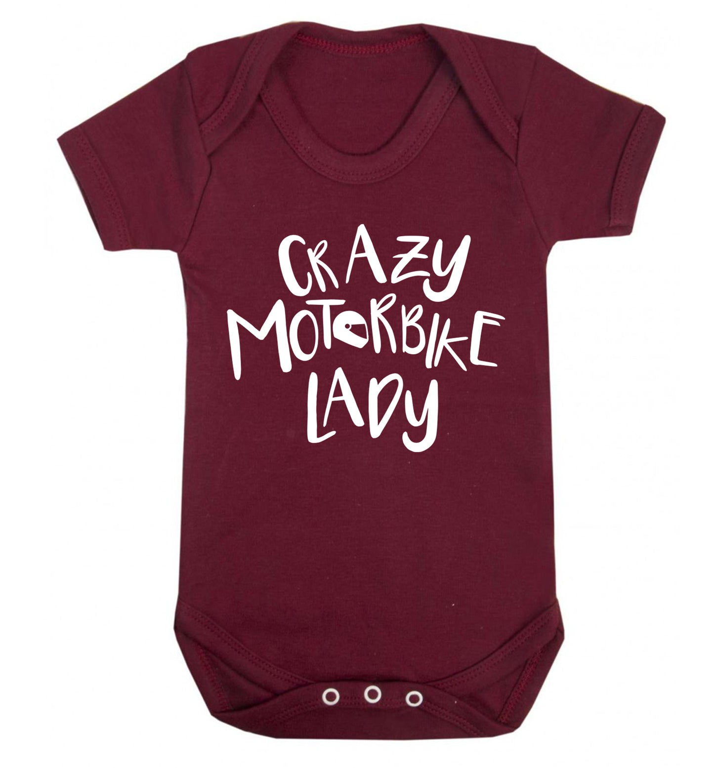 Crazy motorbike lady Baby Vest maroon 18-24 months