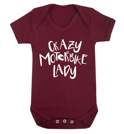 Crazy motorbike lady Baby Vest maroon 18-24 months
