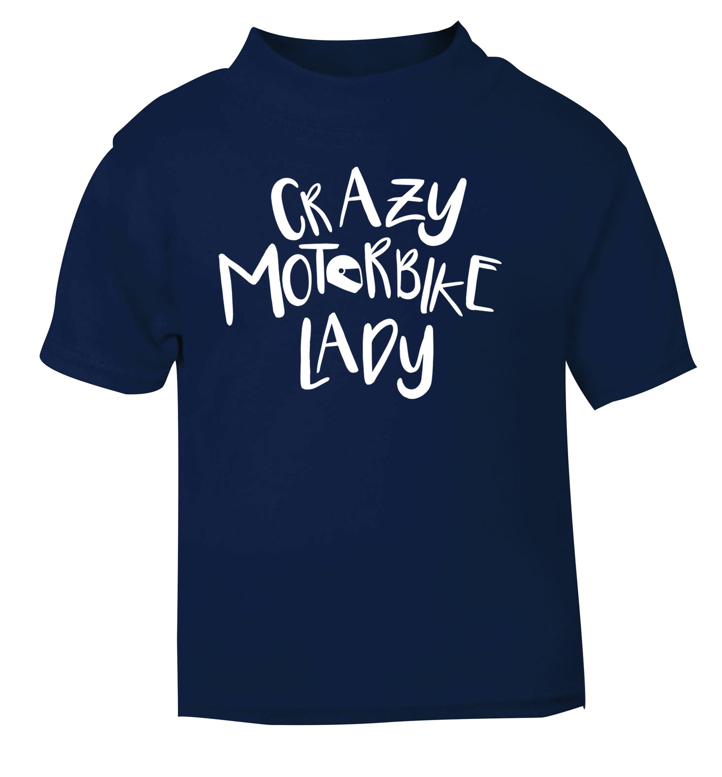 Crazy motorbike lady navy Baby Toddler Tshirt 2 Years