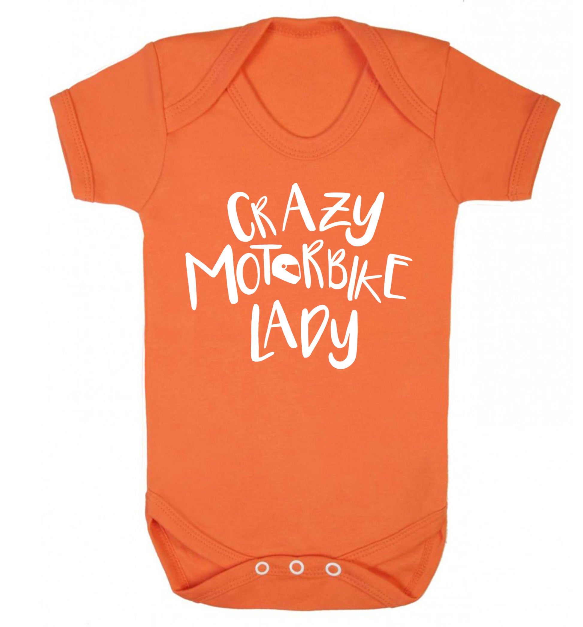 Crazy motorbike lady Baby Vest orange 18-24 months