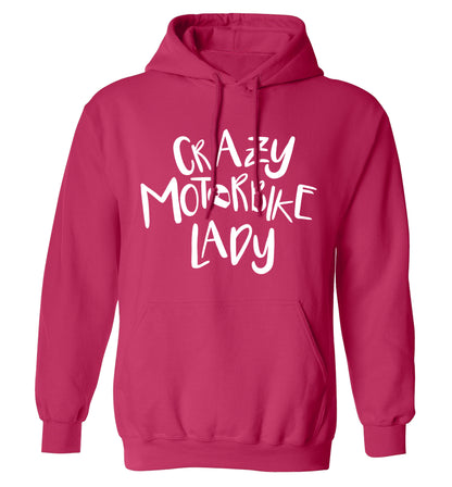Crazy motorbike lady adults unisex pink hoodie 2XL