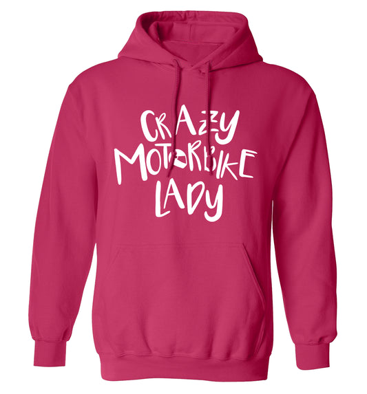 Crazy motorbike lady adults unisex pink hoodie 2XL
