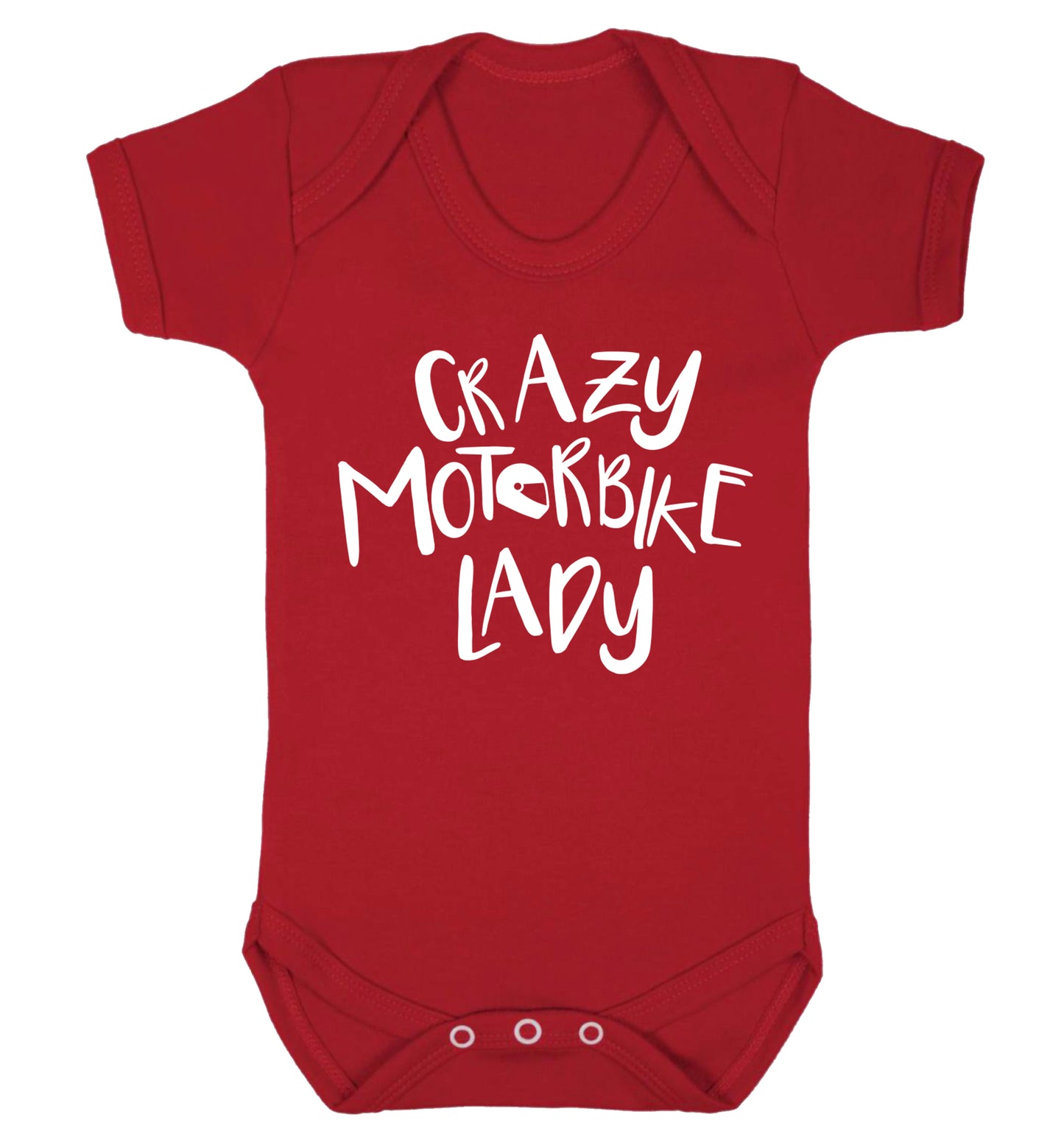 Crazy motorbike lady Baby Vest red 18-24 months