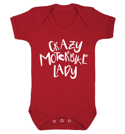 Crazy motorbike lady Baby Vest red 18-24 months