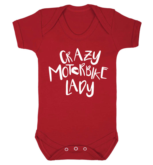 Crazy motorbike lady Baby Vest red 18-24 months