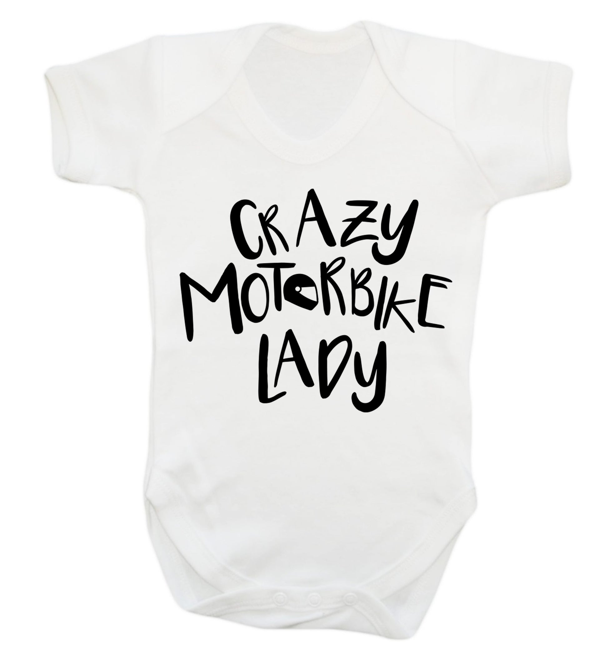 Crazy motorbike lady Baby Vest white 18-24 months