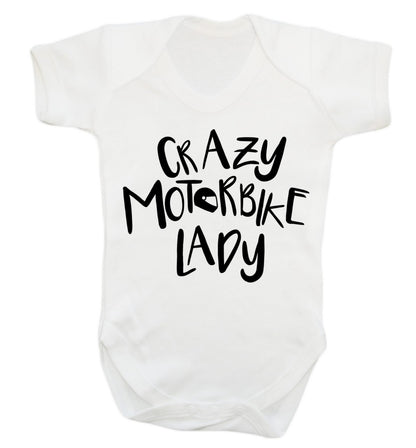 Crazy motorbike lady Baby Vest white 18-24 months