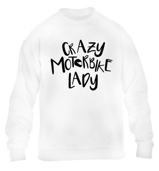 Crazy motorbike lady children's white sweater 12-13 Years