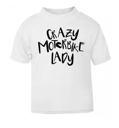 Crazy motorbike lady white Baby Toddler Tshirt 2 Years