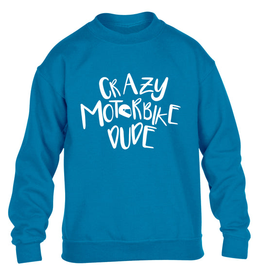 Crazy motorbike dude children's blue sweater 12-13 Years