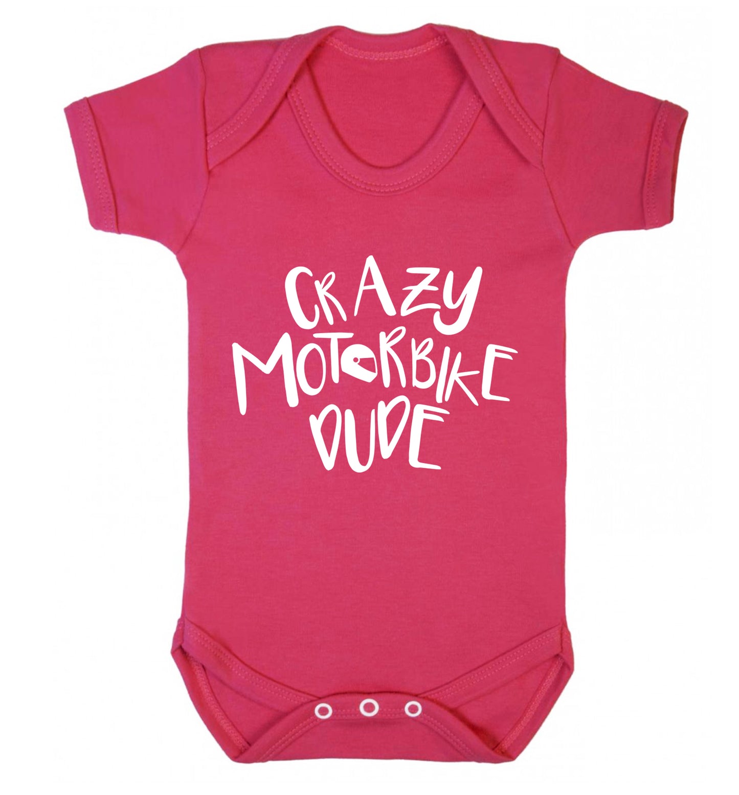 Crazy motorbike dude Baby Vest dark pink 18-24 months