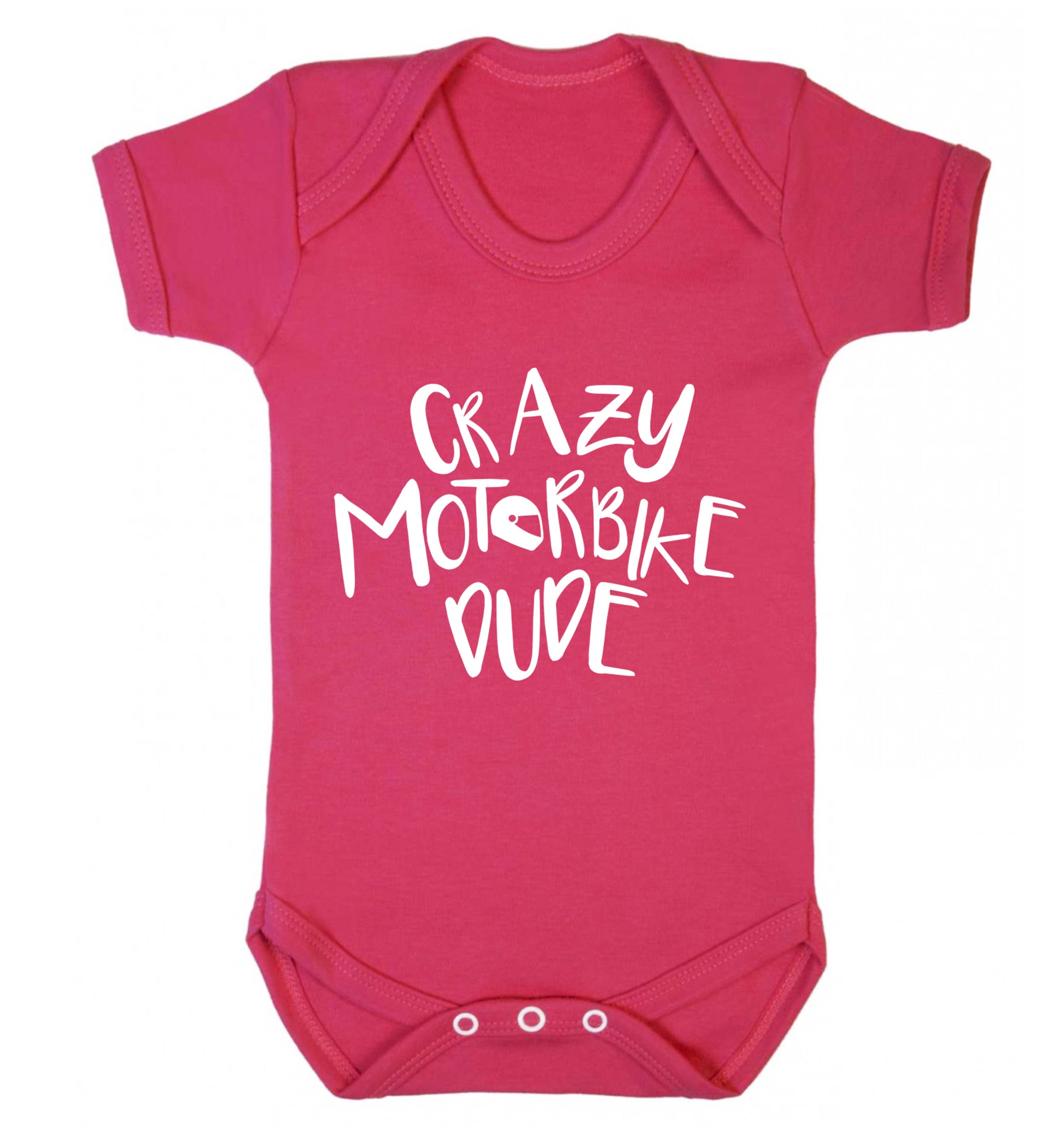 Crazy motorbike dude Baby Vest dark pink 18-24 months