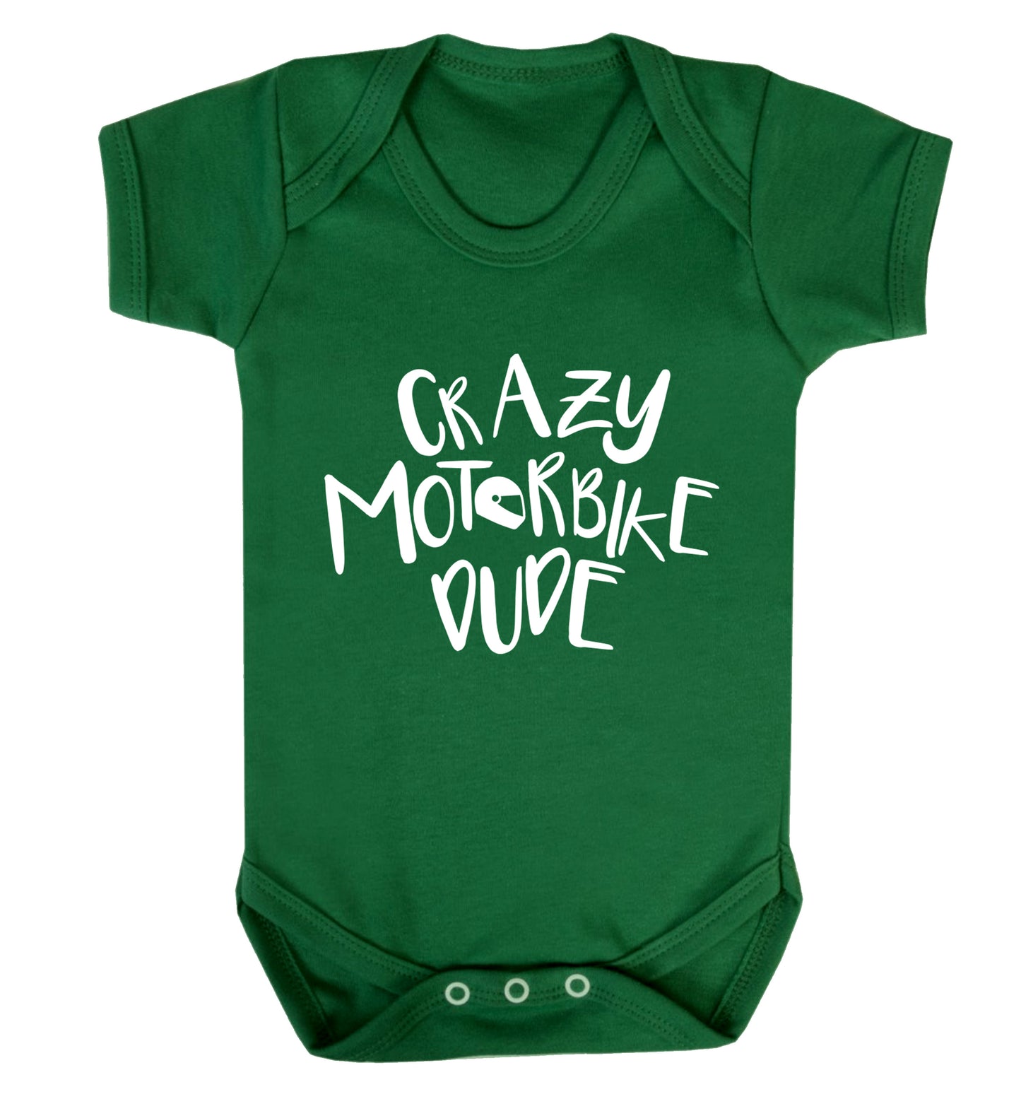Crazy motorbike dude Baby Vest green 18-24 months