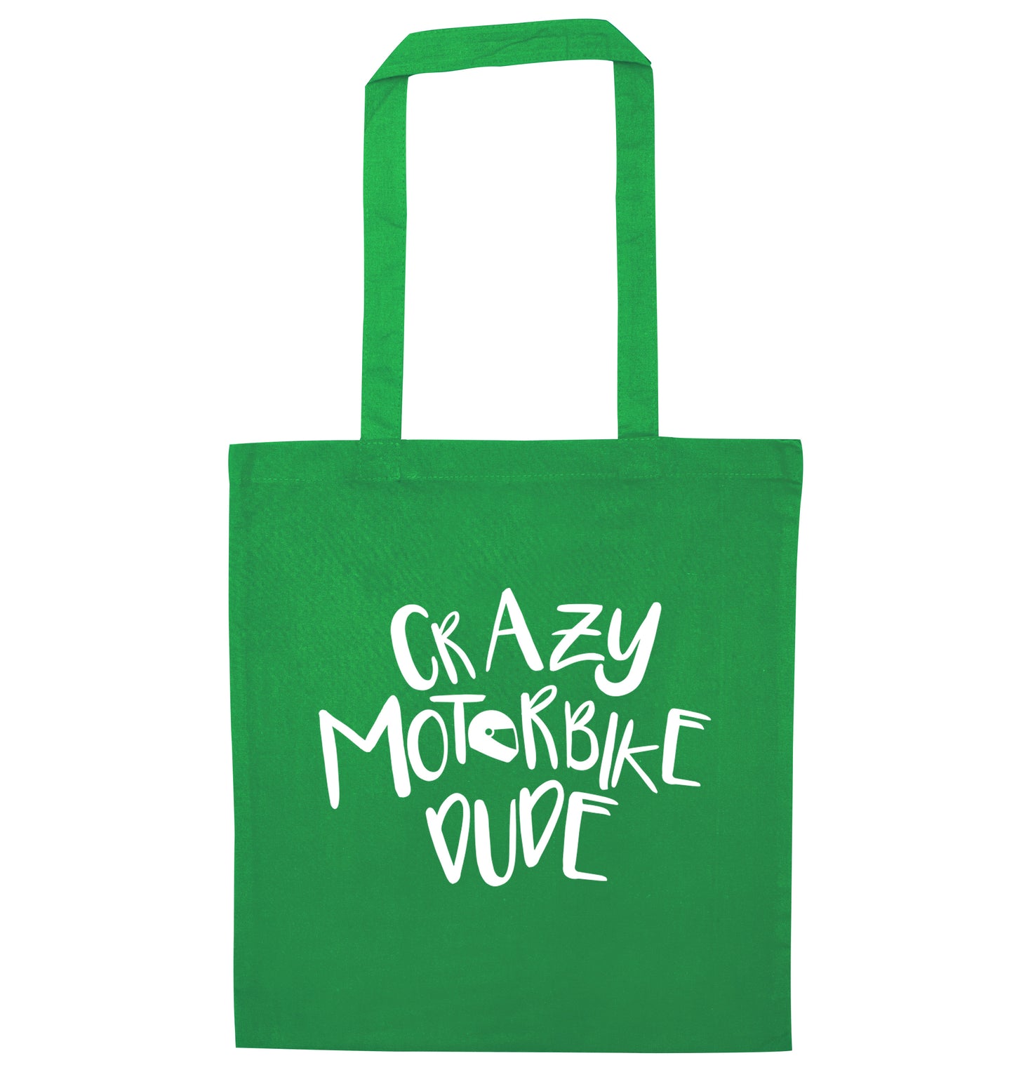 Crazy motorbike dude green tote bag