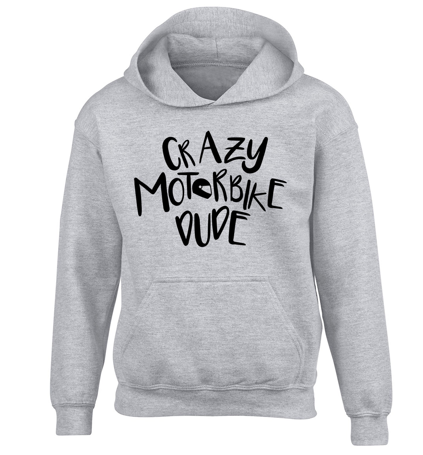 Crazy motorbike dude children's grey hoodie 12-13 Years