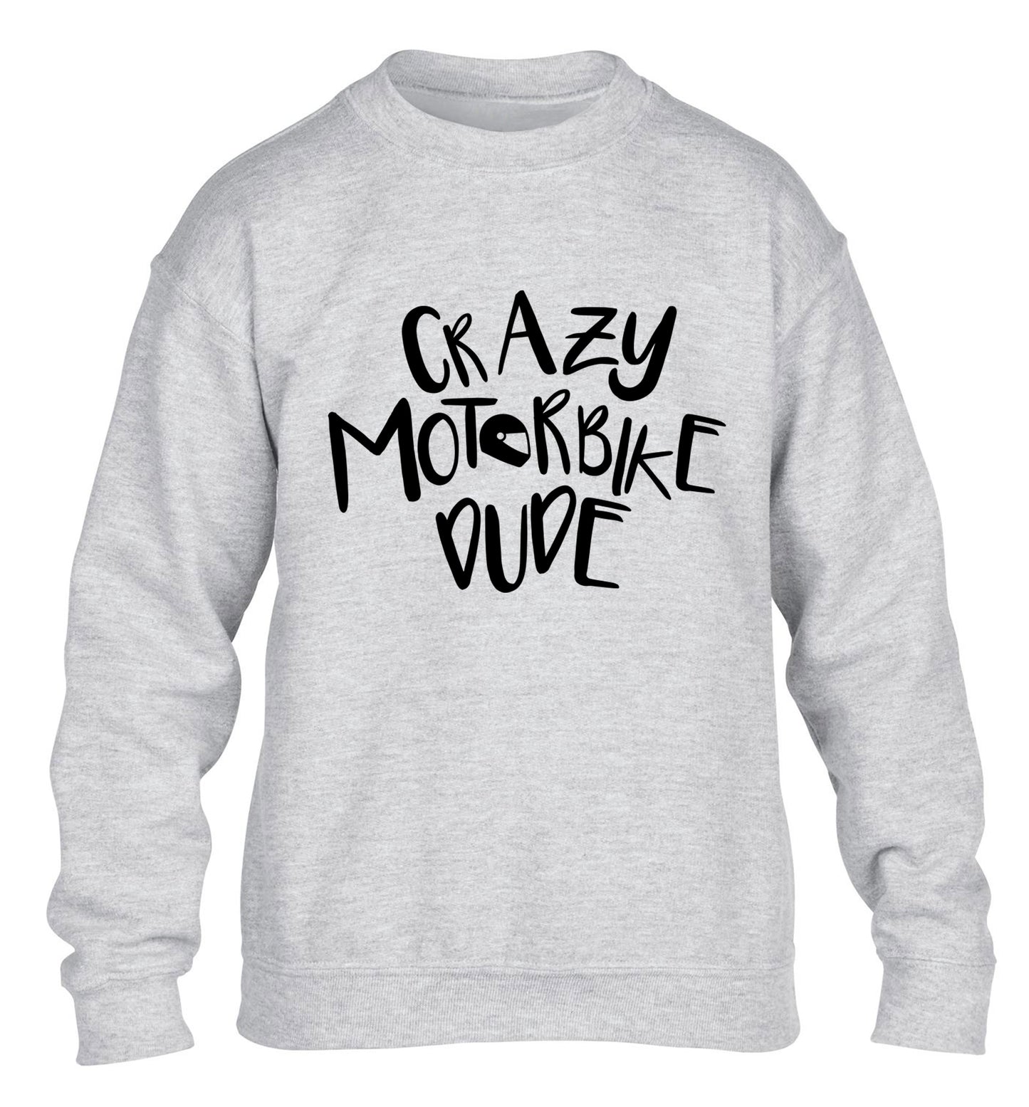 Crazy motorbike dude children's grey sweater 12-13 Years