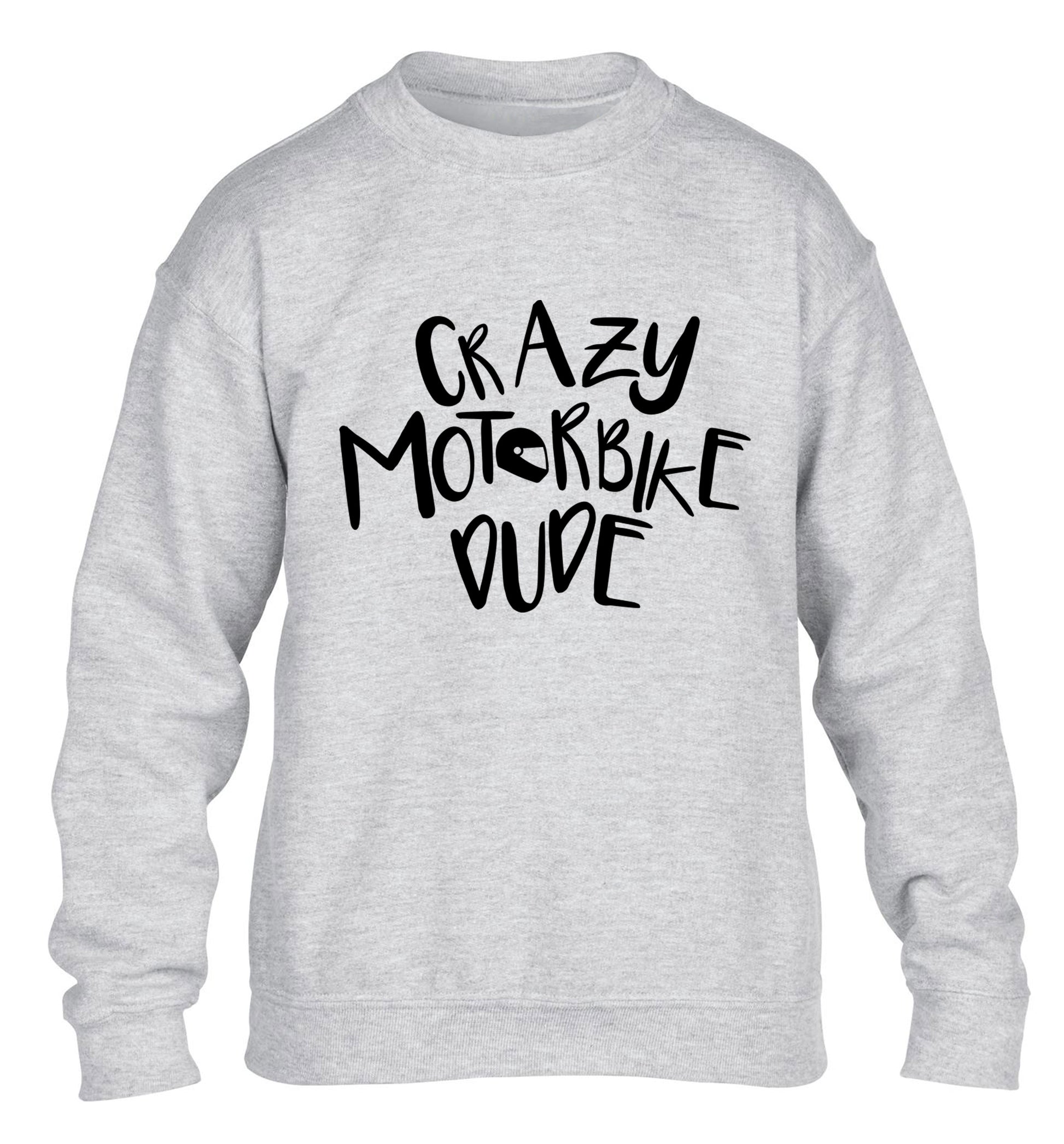 Crazy motorbike dude children's grey sweater 12-13 Years