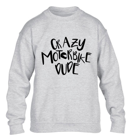 Crazy motorbike dude children's grey sweater 12-13 Years