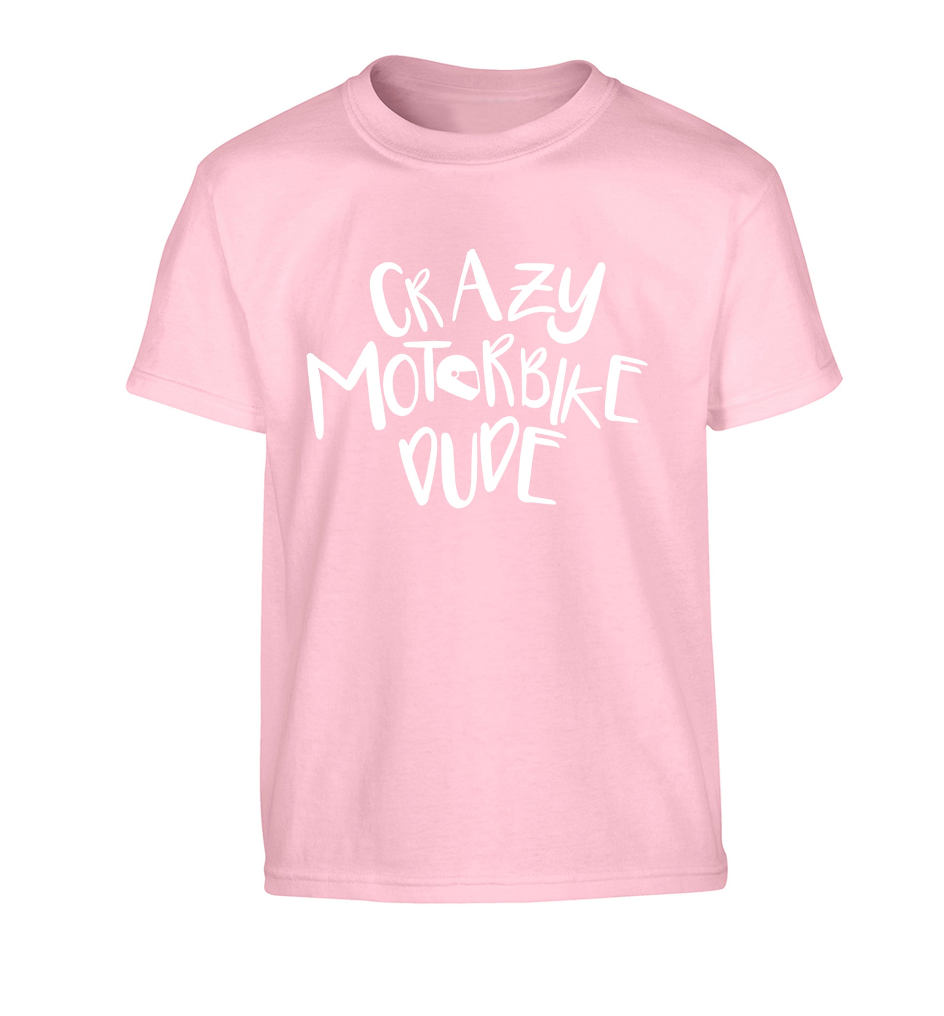 Crazy motorbike dude Children's light pink Tshirt 12-13 Years