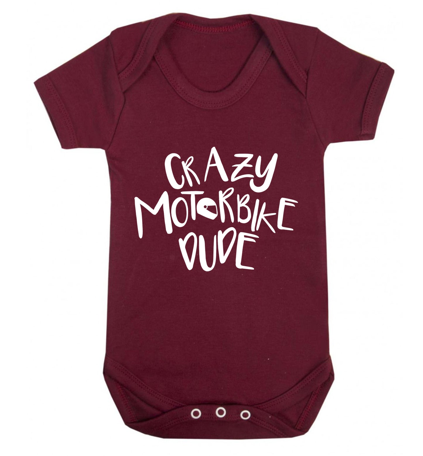 Crazy motorbike dude Baby Vest maroon 18-24 months