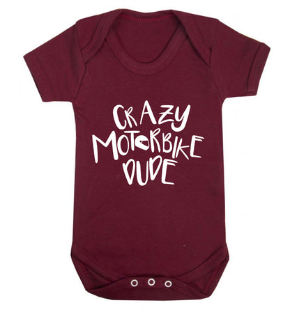 Crazy motorbike dude Baby Vest maroon 18-24 months
