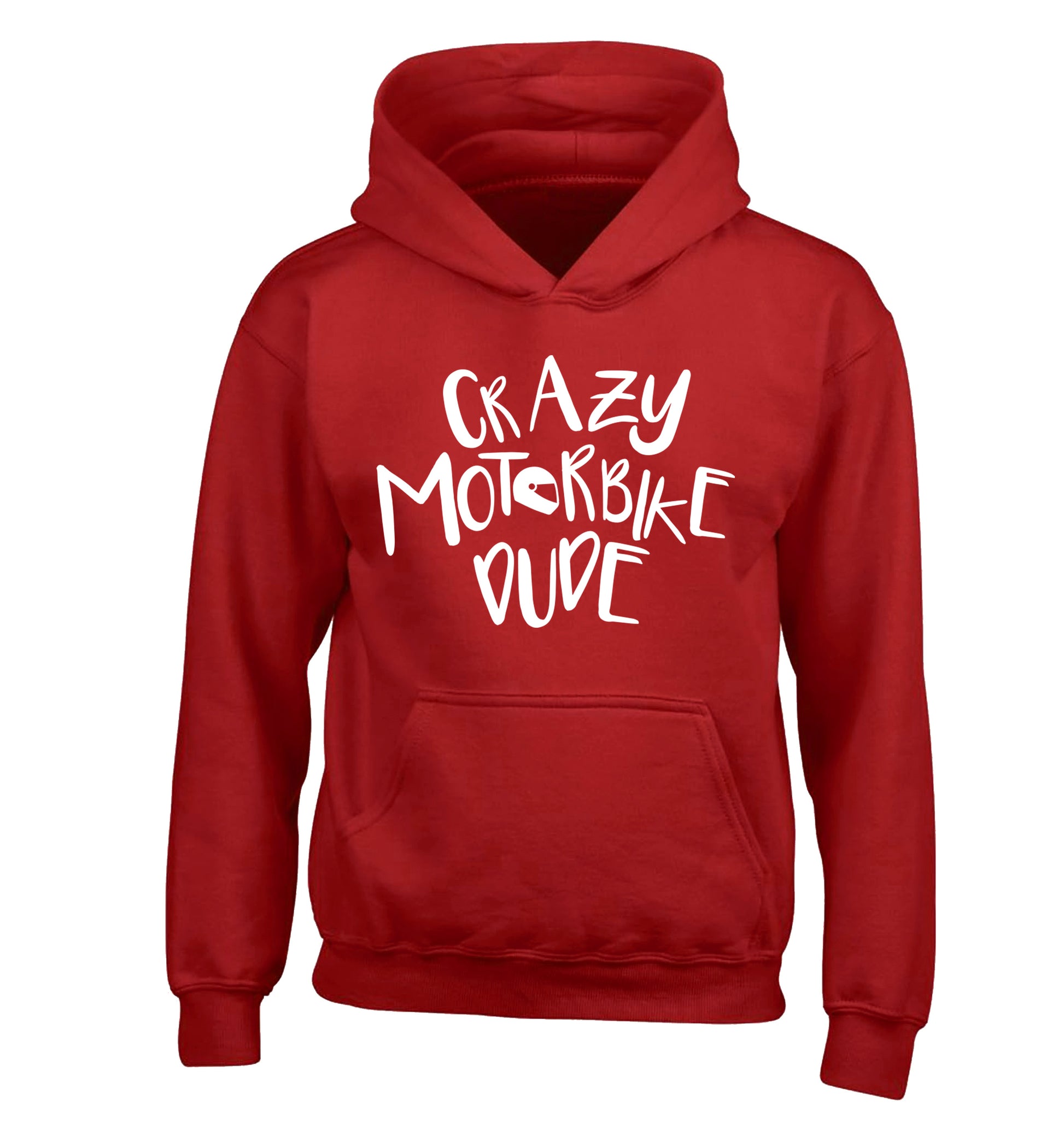 Crazy motorbike dude children's red hoodie 12-13 Years