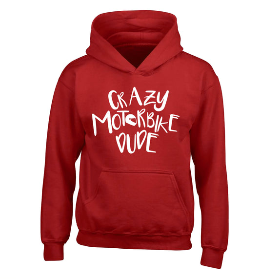 Crazy motorbike dude children's red hoodie 12-13 Years