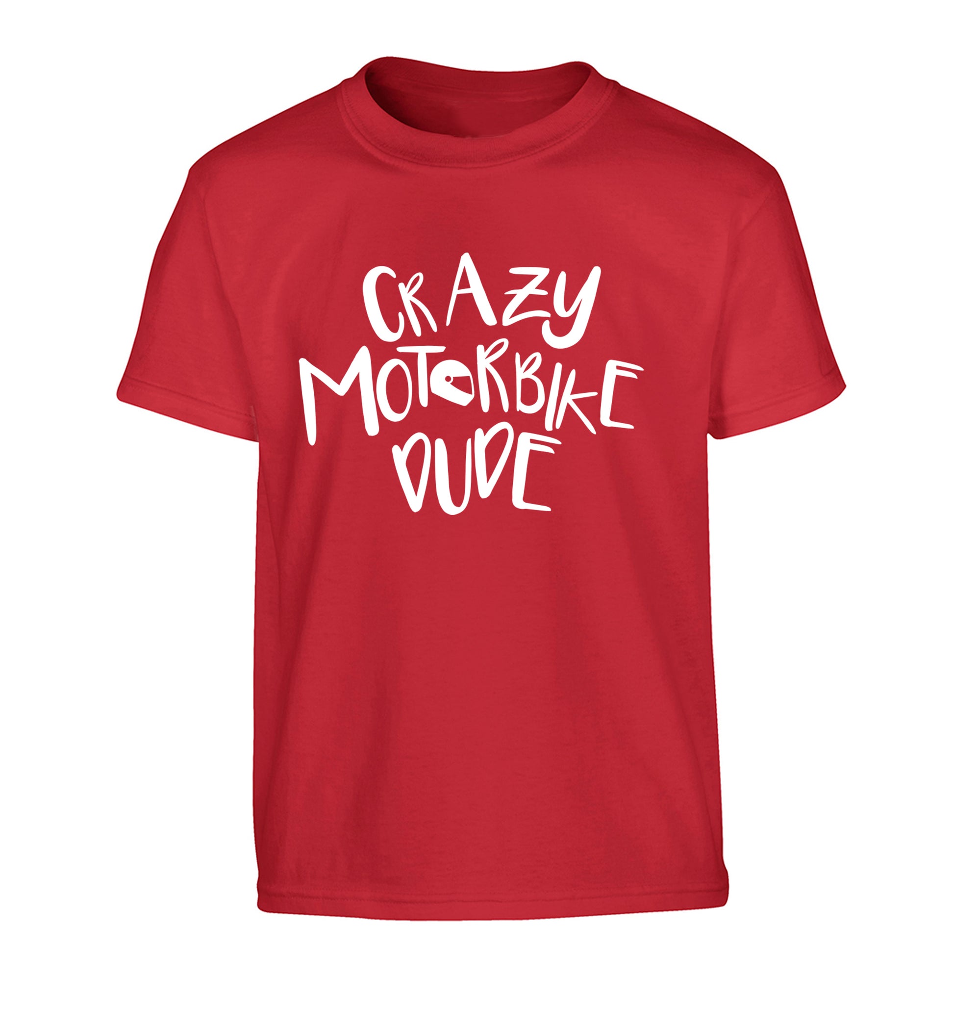 Crazy motorbike dude Children's red Tshirt 12-13 Years