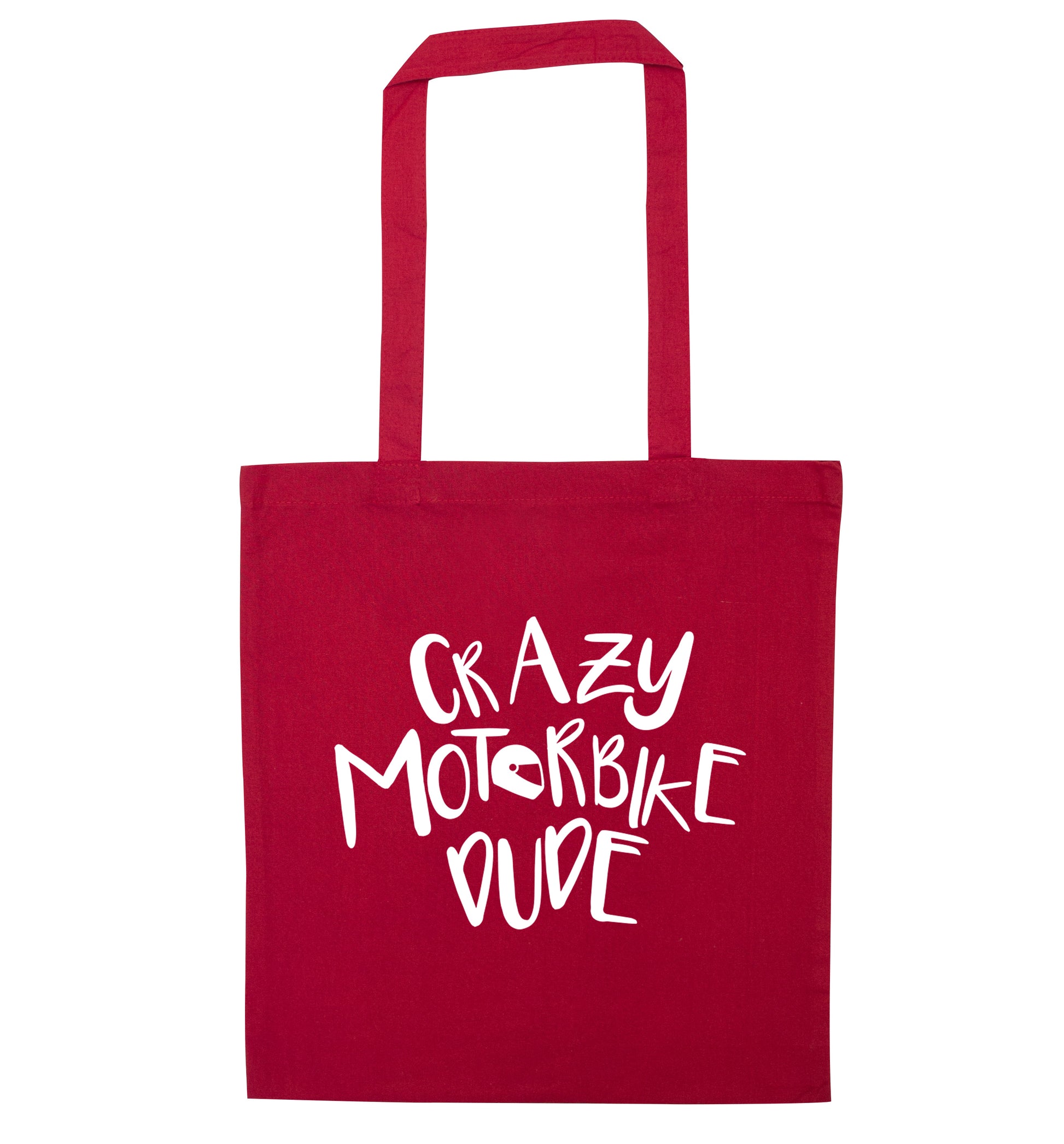 Crazy motorbike dude red tote bag