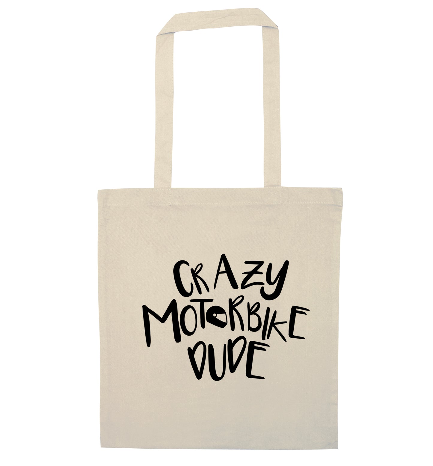 Crazy motorbike dude natural tote bag