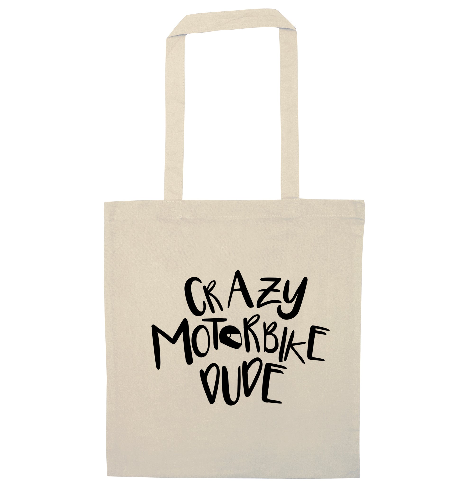 Crazy motorbike dude natural tote bag