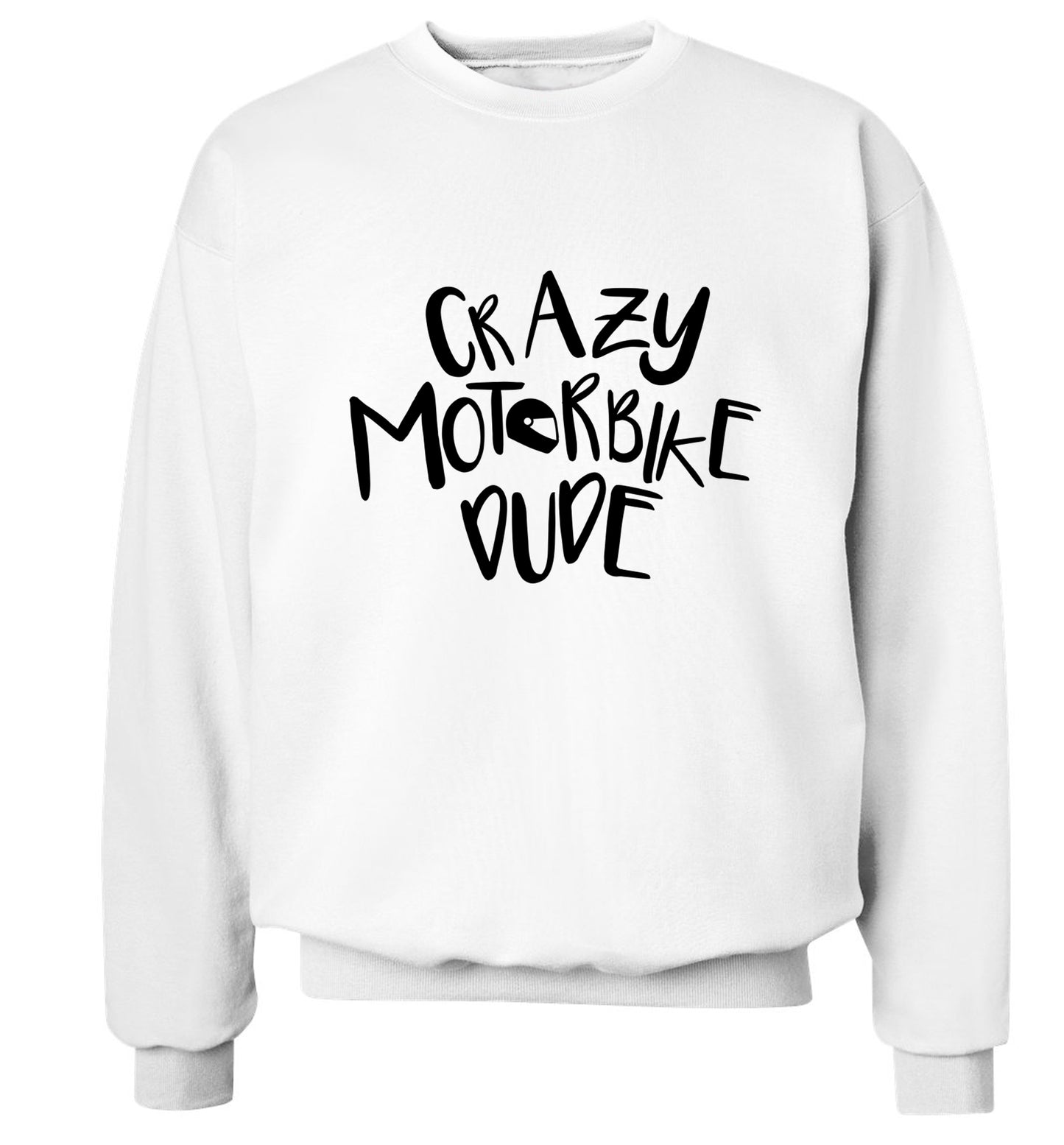 Crazy motorbike dude Adult's unisex white Sweater 2XL