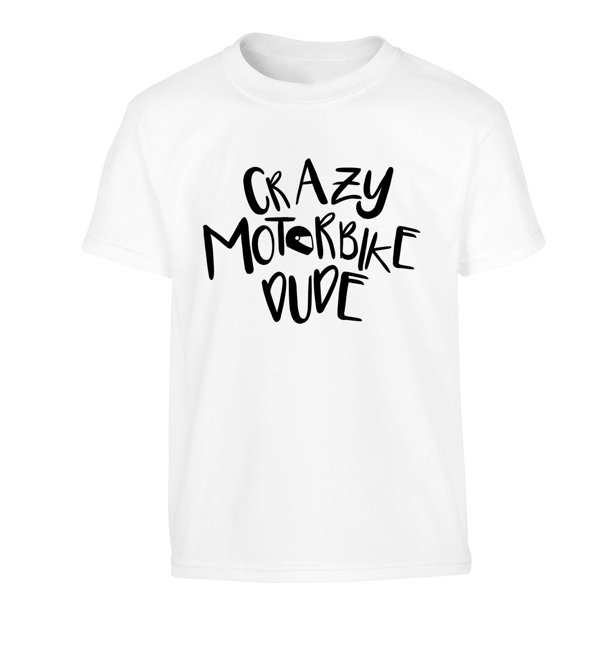Crazy motorbike dude Children's white Tshirt 12-13 Years