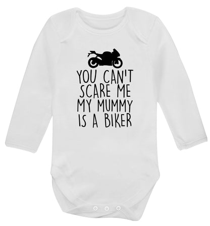You can't scare me my mummy is a biker Baby Vest long sleeved white 6-12 months