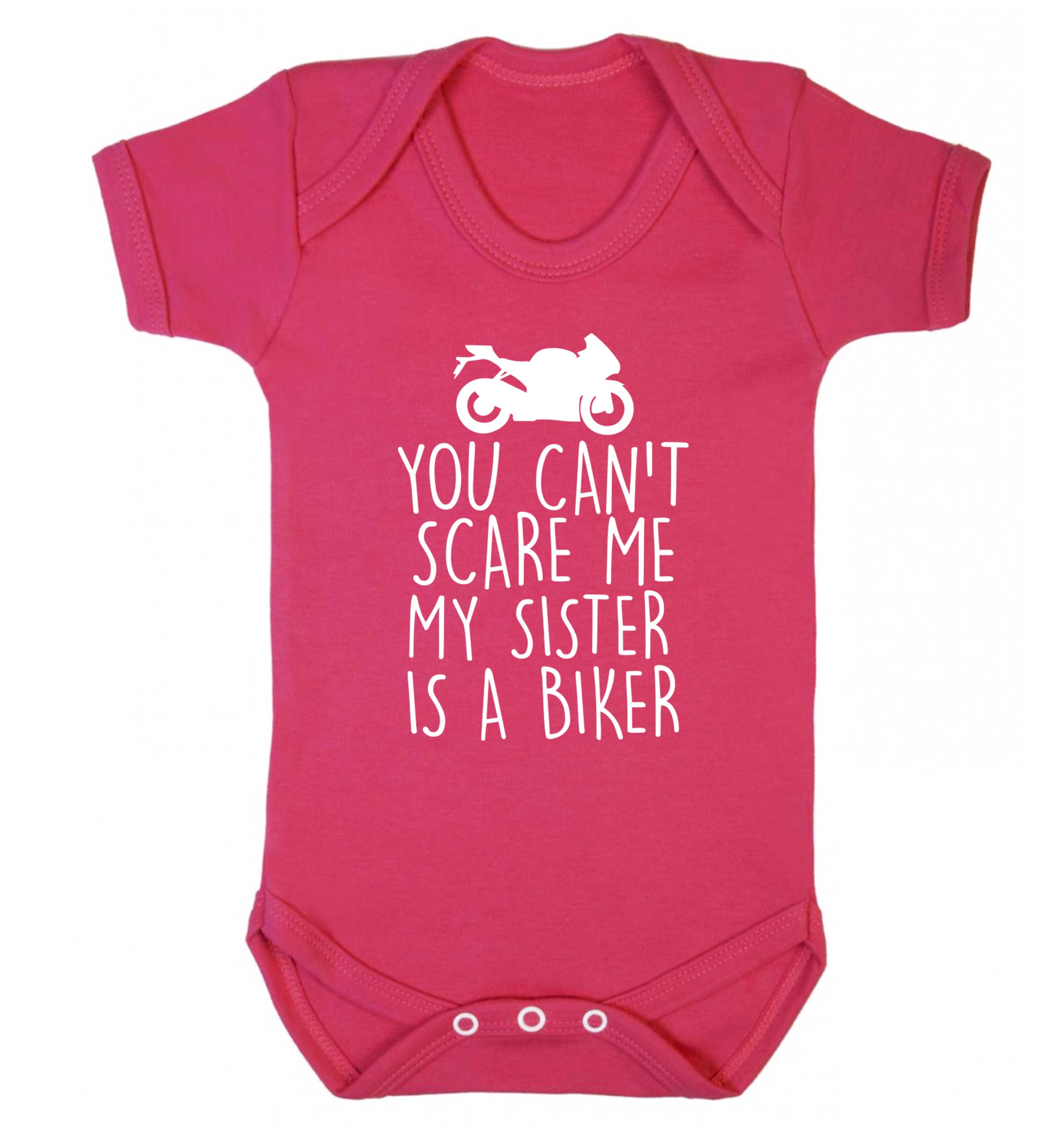 You can't scare me my sister is a biker Baby Vest dark pink 18-24 months