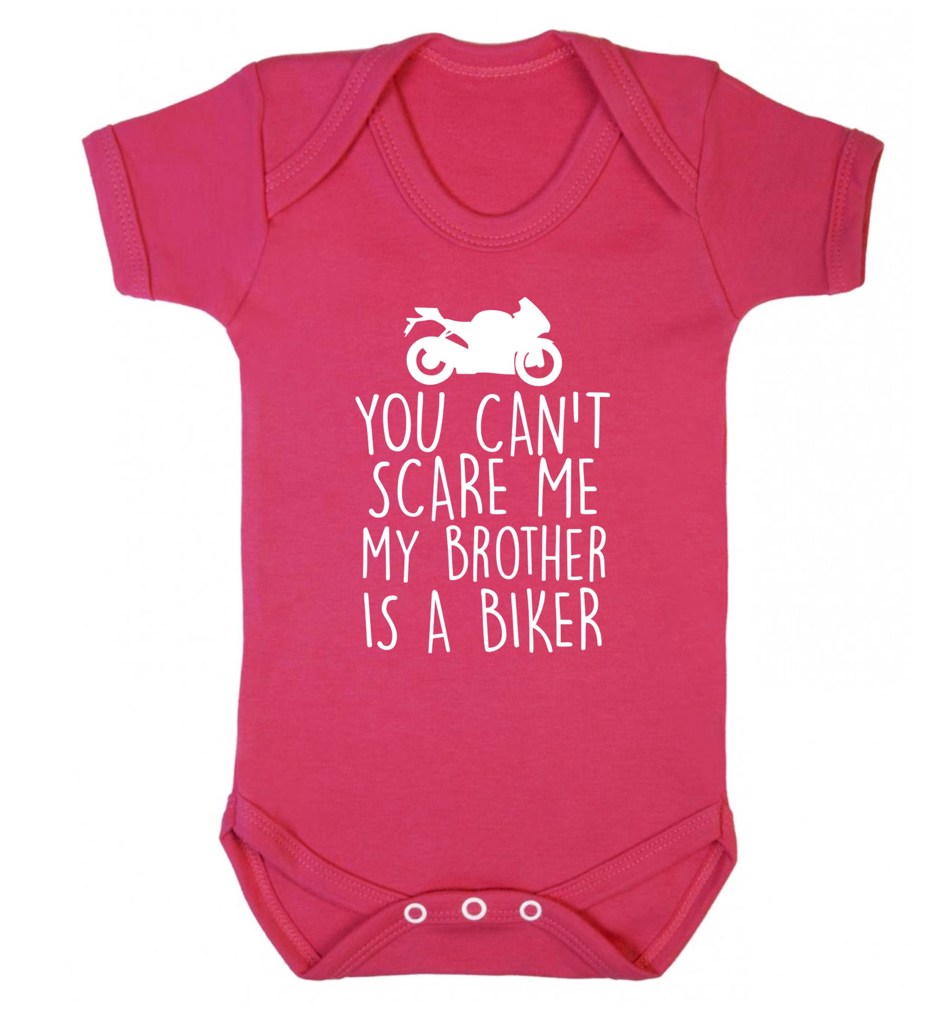 You can't scare me my brother is a biker Baby Vest dark pink 18-24 months