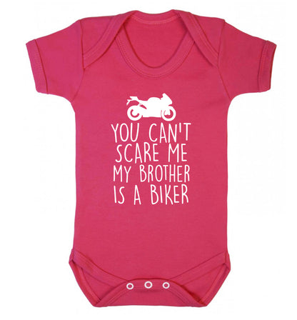 You can't scare me my brother is a biker Baby Vest dark pink 18-24 months