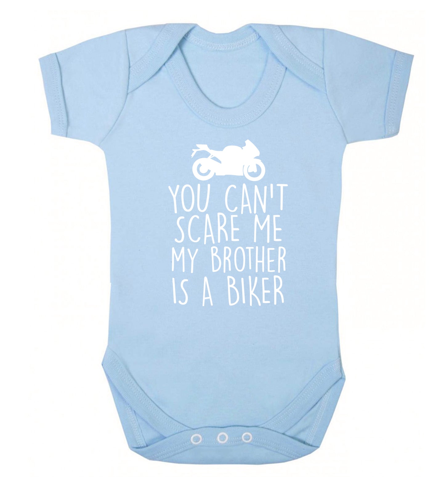 You can't scare me my brother is a biker Baby Vest pale blue 18-24 months