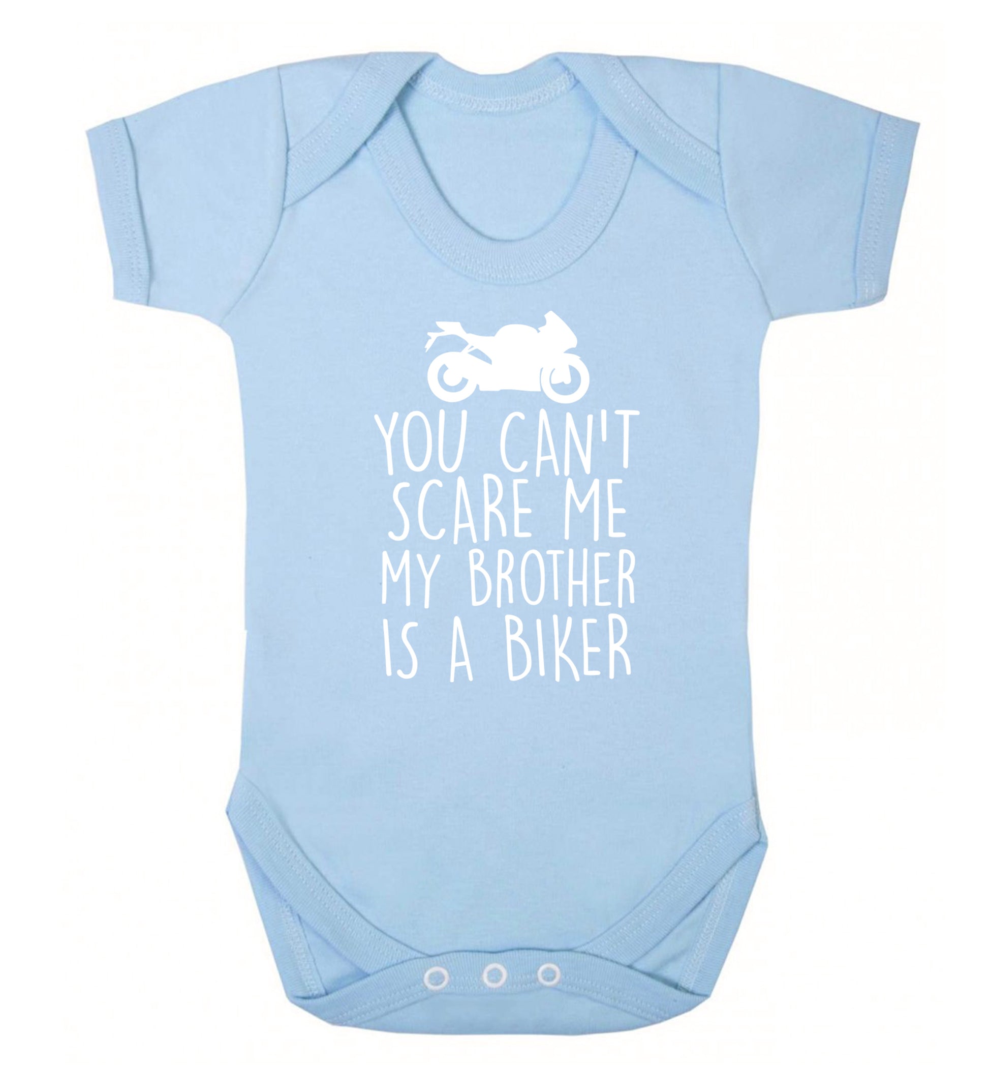 You can't scare me my brother is a biker Baby Vest pale blue 18-24 months