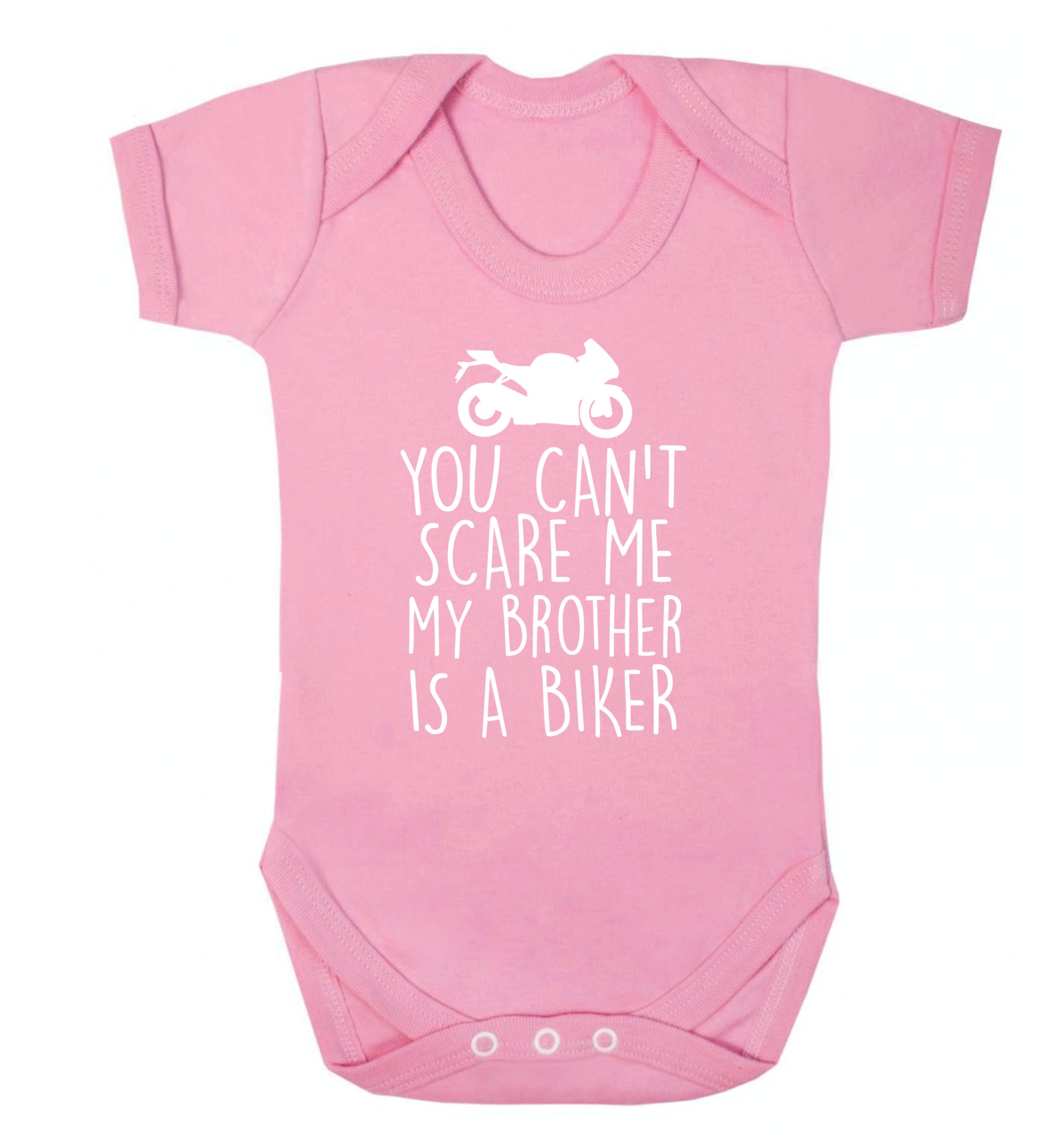 You can't scare me my brother is a biker Baby Vest pale pink 18-24 months
