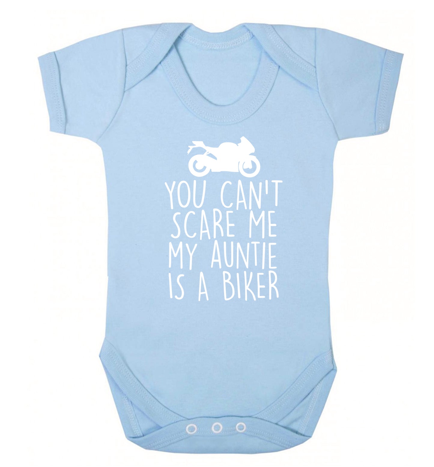 You can't scare me my auntie is a biker Baby Vest pale blue 18-24 months
