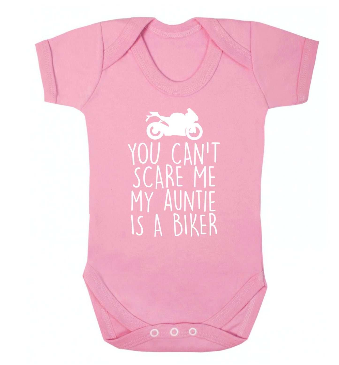 You can't scare me my auntie is a biker Baby Vest pale pink 18-24 months