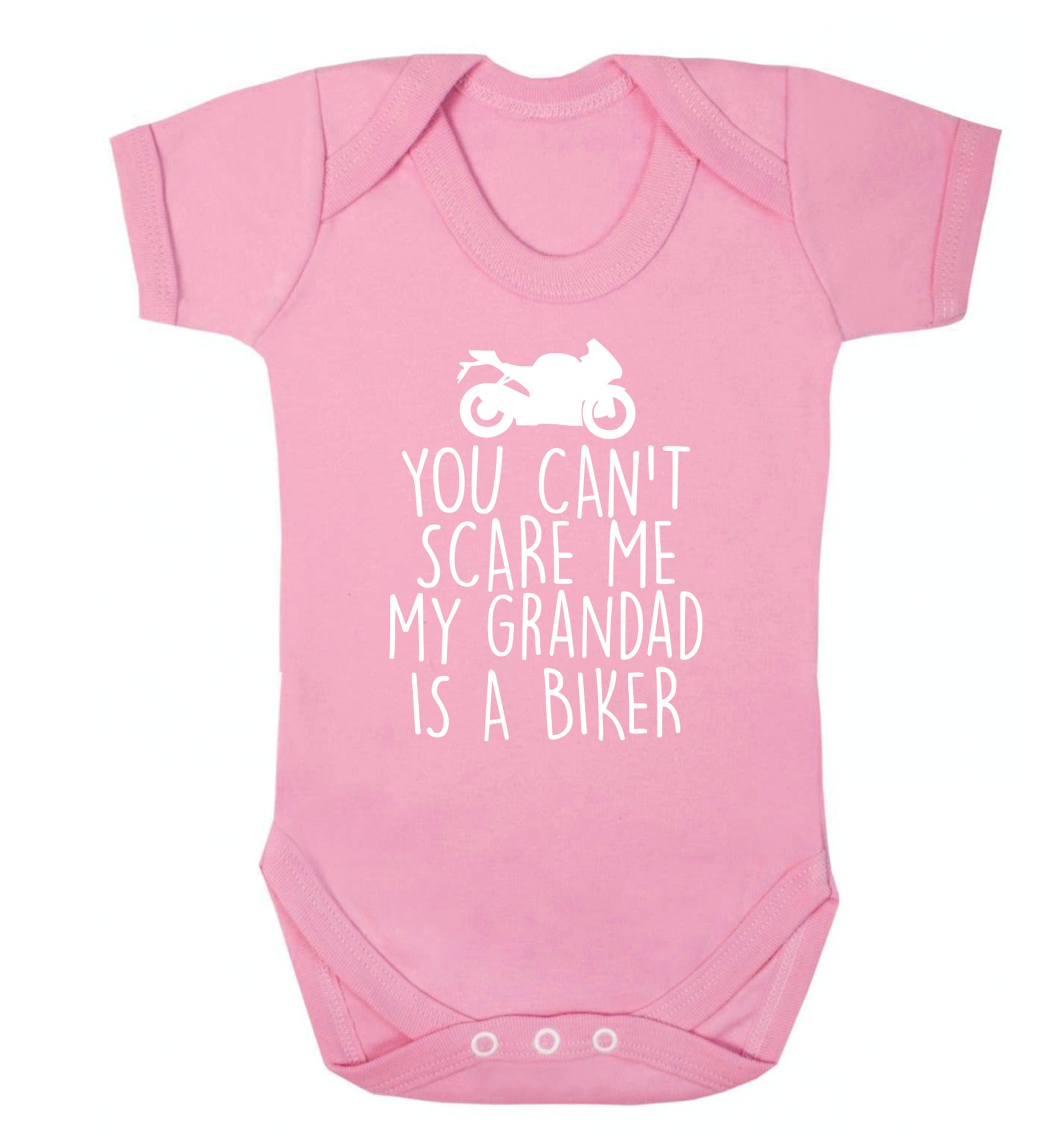 You can't scare me my grandad is a biker Baby Vest pale pink 18-24 months