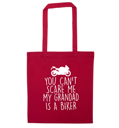 You can't scare me my grandad is a biker red tote bag