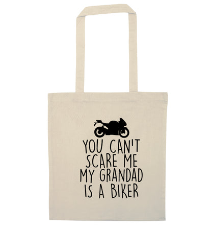 You can't scare me my grandad is a biker natural tote bag