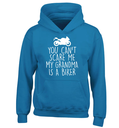 You can't scare me my grandma is a biker children's blue hoodie 12-13 Years