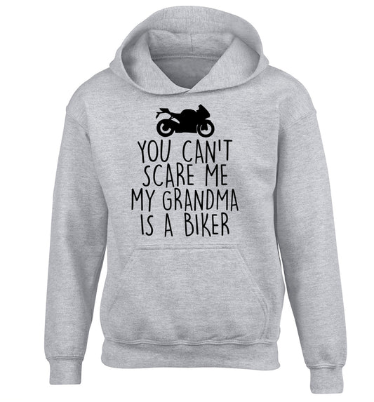 You can't scare me my grandma is a biker children's grey hoodie 12-13 Years